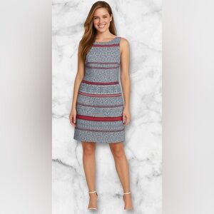 R&K Midi Shift Dress Navy White Coral Floral Size 12